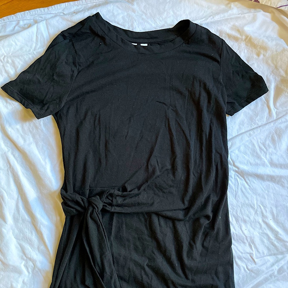 Effortless casual comfy tshirt dress w tie front